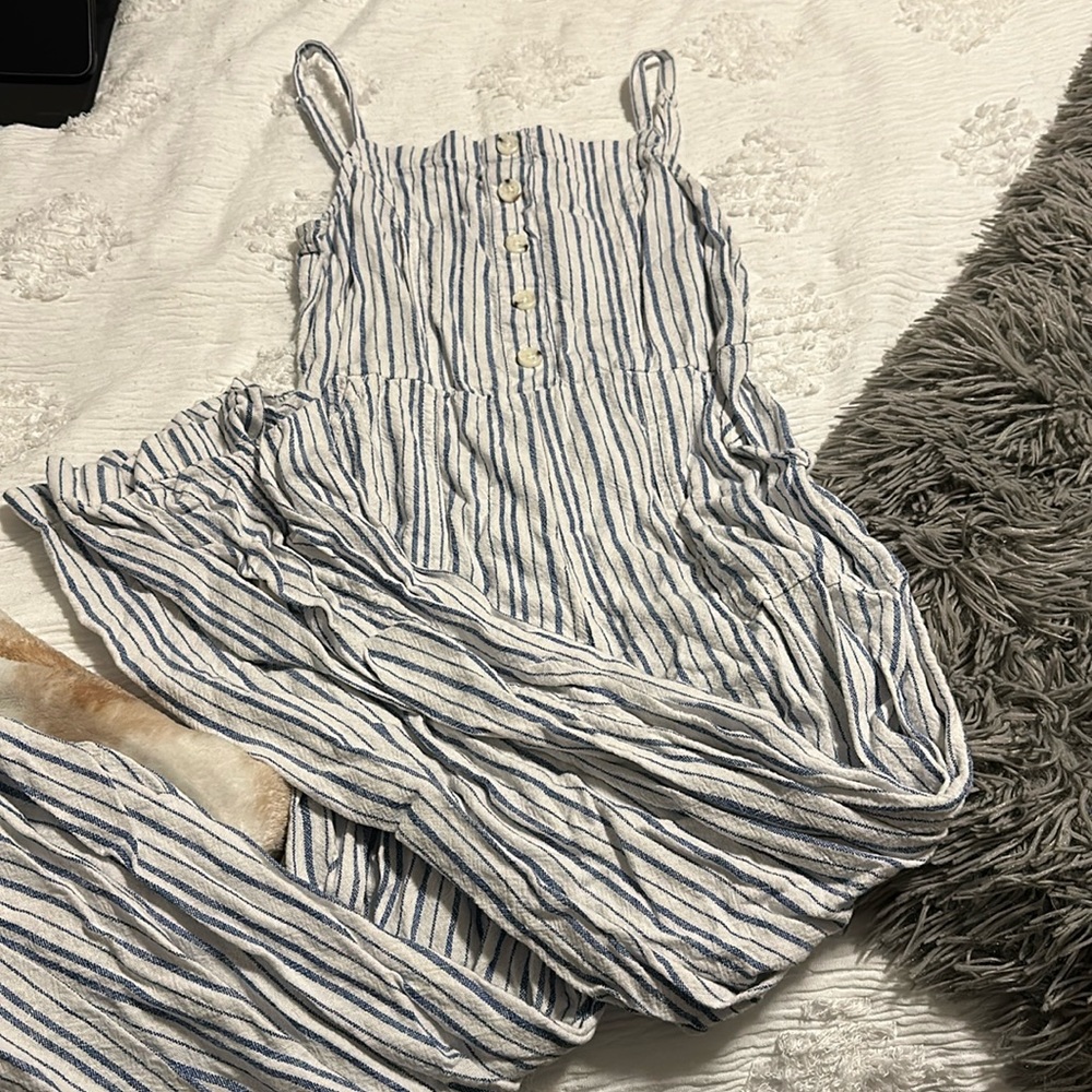 Old navy jumpsuit, blue and white stripes, size x-small
